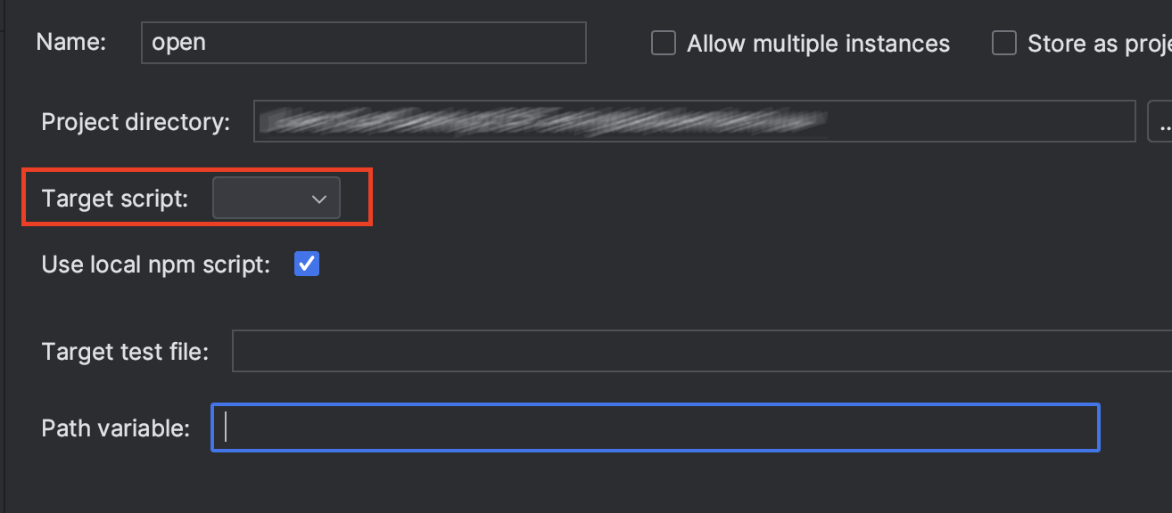 l&#39;attribut target script de la configuration UUV